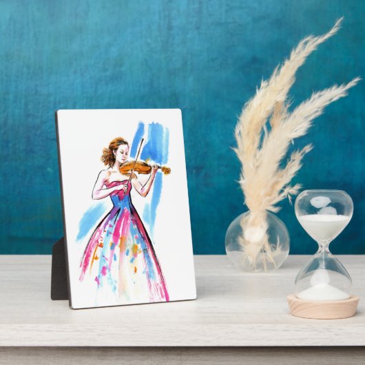 Plaque Photo Girl playing the violin (Côté)
