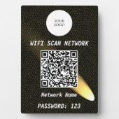 Plaque Photo Glowing Black Leather Free Wifi Scan & QR Code (Devant)