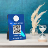 Plaque Photo Glowing Blue Leather Free Wifi Scan & QR Code (Côté)