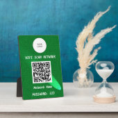 Plaque Photo Glowing Green Leather Free Wifi Scan & QR Code (Côté)