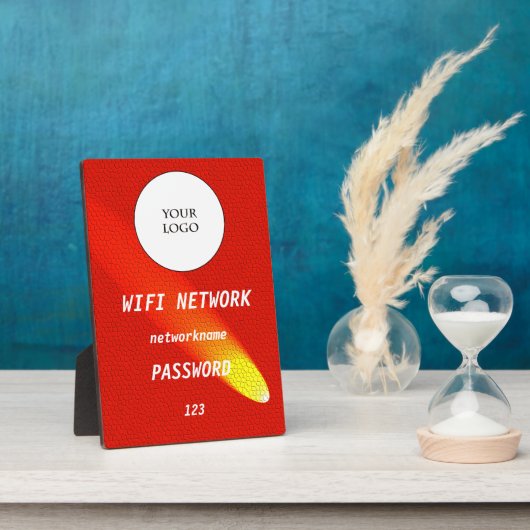 Plaque Photo Glowing Orange Leather Share Wifi Network (Côté)