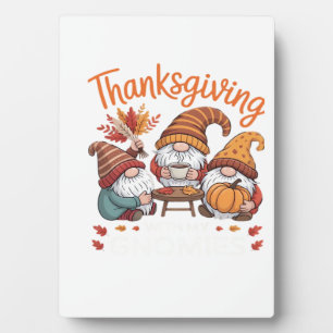 Plaque Photo Gnome de Thanksgiving Automne Léopard Dinde T esse