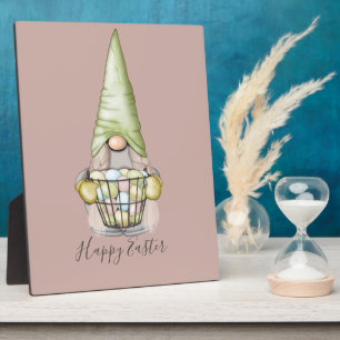 Plaque Photo Gnome fille mignonne avec oeufs Fêtes de Pâques