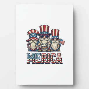 Plaque Photo Gnome Patriote Merica Design Vector Vintage_1