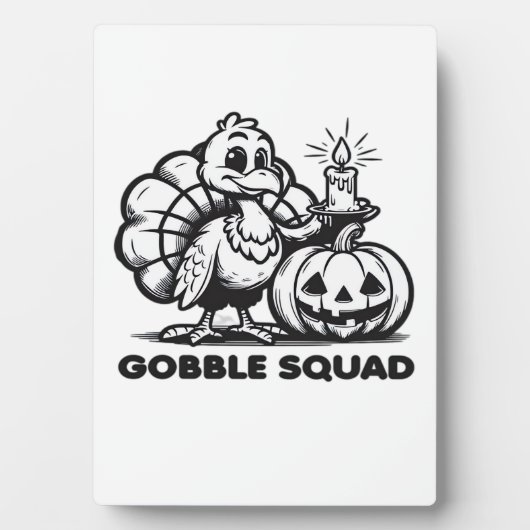 Plaque Photo Gobble Squad Funny Thanksgiving Turkey Design Fa (Devant)