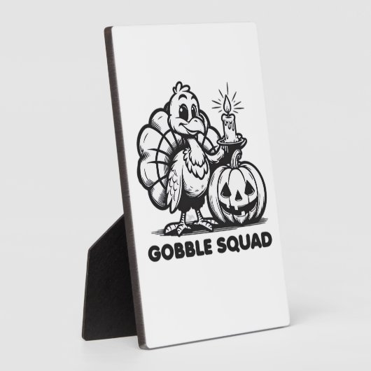 Plaque Photo Gobble Squad Funny Thanksgiving Turkey Design Fa (Côté)