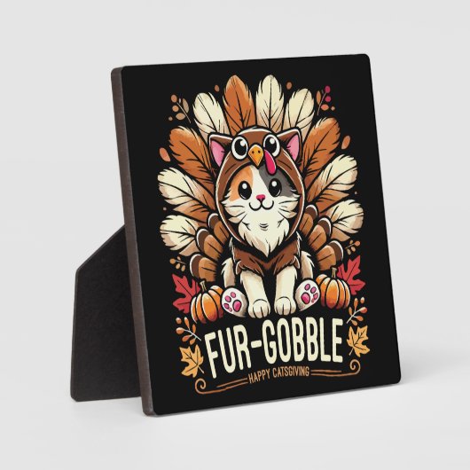 Plaque Photo Gobelet fourrure - Chat d'action de grâces mignonn (Recto)