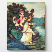 Plaque Photo Goddess Saraswati By Raja Ravi Varma (Devant)