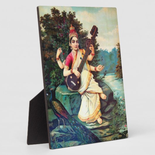 Plaque Photo Goddess Saraswati By Raja Ravi Varma (Côté)
