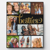 Plaque Photo Gold Besties Photo Collage de script tendance Poli (Devant)