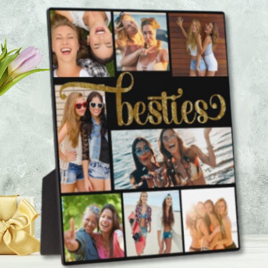 Plaque Photo Gold Besties Photo Collage de script tendance Poli