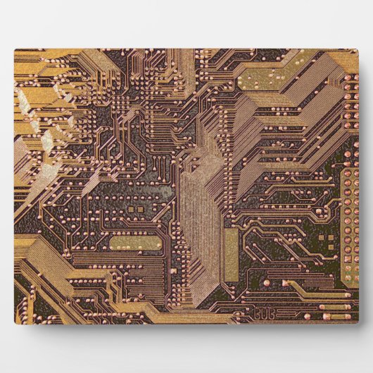 Plaque Photo Gold Cyber Circuit Board Tech Art Electronique (Devant)