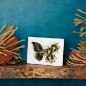 Plaque Photo Gold flower Butterfly with Black Orchid (Côté)