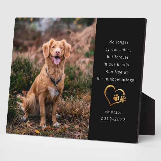 Plaque Photo Gold Foil Black Photo Pet Memorial (Côté)