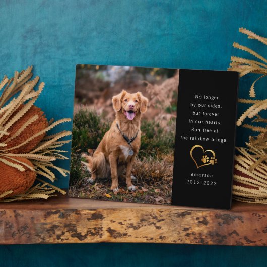 Plaque Photo Gold Foil Black Photo Pet Memorial (Côté)