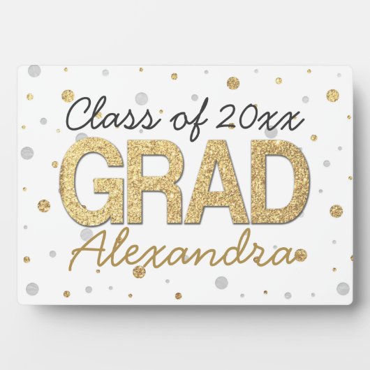 Plaque Photo Gold Foil Parties scintillant Confetti Graduation  (Devant)