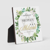 PLAQUE PHOTO GOLD FOLIAGE WREATH STAR BAR BAT MITZVAH BIENVENUE (Recto)