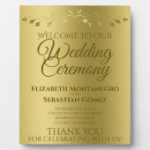 Plaque Photo Gold Gradient & Filigree Elegant Wedding Welcome (Devant)