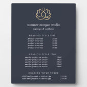 Plaque Photo Gold Lotus Wellness Spa Pricing/Services Affichage (Devant)
