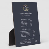 Plaque Photo Gold Lotus Wellness Spa Pricing/Services Affichage (Côté)