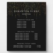 Plaque Photo Gold Marquee | Affichage des prix et des services (Devant)