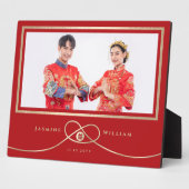 Plaque Photo Gold noeud double bonheur Mariage chinois Photo (Côté)
