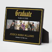 Plaque Photo Gold Script Name School Collage photo Graduation (Côté)