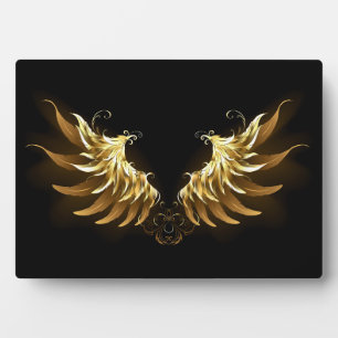Plaque Photo Golden Angel Wings on Black background