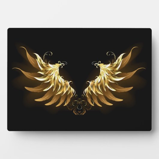 Plaque Photo Golden Angel Wings on Black background (Devant)