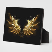 Plaque Photo Golden Angel Wings on Black background (Côté)