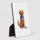 Plaque Photo Golden Retriever July 4th Vintage Patriotic Tee 2 (Côté)