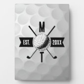 Plaque Photo Golf Ball Texture & Club Premier Monogramme (Devant)