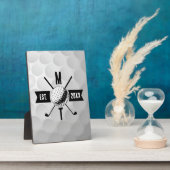 Plaque Photo Golf Ball Texture & Club Premier Monogramme (Côté)