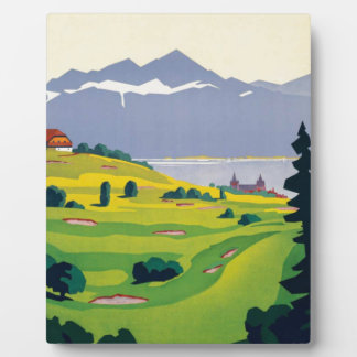 Plaque Photo Golf vintage Lausanne City Lac Suisse