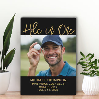 Plaque Photo Golfer Hole In One Photo Award Keepsake Black Gold