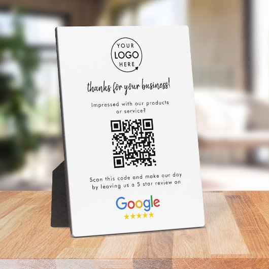 Plaque Photo Google Avis | Business Review Link QR Code