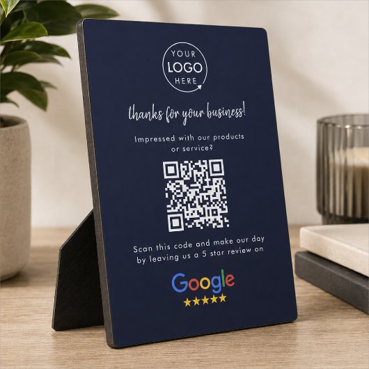 Plaque Photo Google Avis Business Review Link QR Code Marine