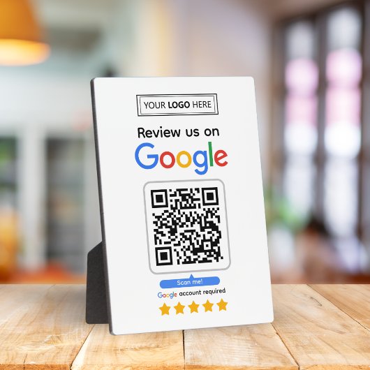 Plaque Photo Google Avis | Code QR de lien de critique d'entrep