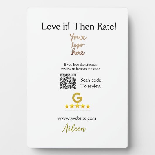 Plaque Photo Google évaluez-nous avis commande achat entreprise (Devant)