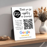 Plaque Photo Google Reviews Merci Logo Code QR<br><div class="desc">Plaque de demande de commentaires Google moderne et tendance. Caractéristiques de design script de typographie branché '' merci de soutenir notre entreprise'' avec votre logo,  site Web,  logo google et code qr avec demande de révision.</div>