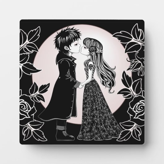 Plaque Photo Gothique Emo Enfants Kiss Valentine's Day (Devant)