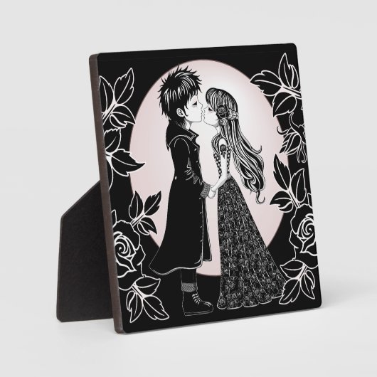 Plaque Photo Gothique Emo Enfants Kiss Valentine's Day (Recto)