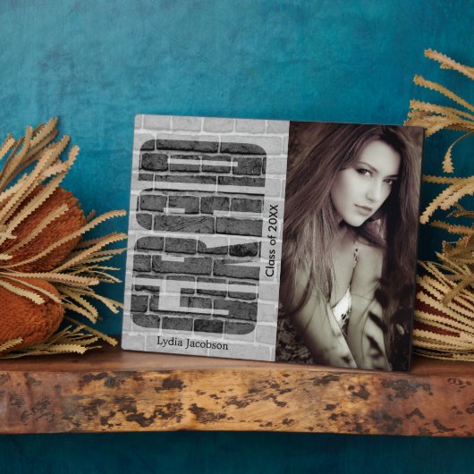 Plaque Photo Grad de l'école - Photo et texte (Côté)