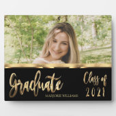 Plaque Photo Graduate Class of 2021 Black and Gold Script (Devant)
