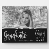Plaque Photo Graduate Class of 2021 Black and Silver Script (Devant)