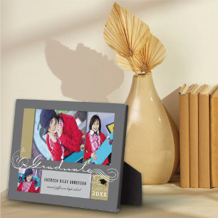 Plaque Photo Graduate Stylish Scrolls 3 Photo Graduation Easel