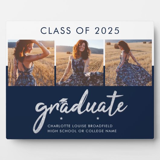 Plaque Photo Graduation 2025 Grad Photos Script Keepsaké person (Devant)