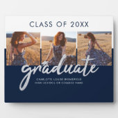 Plaque Photo Graduation 2025 Photo Collage Silver Grad Navy (Devant)