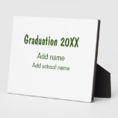Plaque Photo Graduation 20XX ajouter nom année école vert moder (Côté)