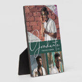 Plaque Photo Graduation 3 Photo Collage sur Dark Green (Côté)